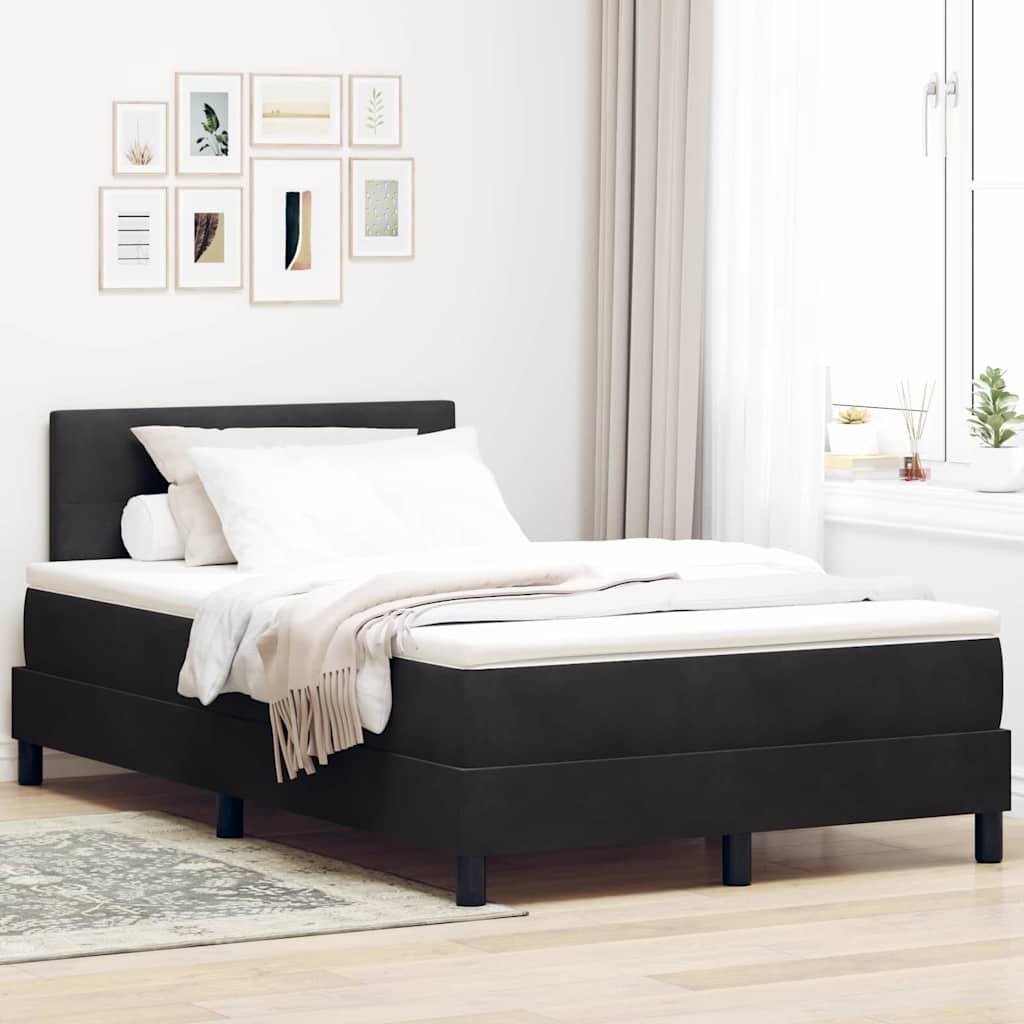 vidaXL Postel s boxspringem s matrací s čelo Černá 120 x 200 cm samet