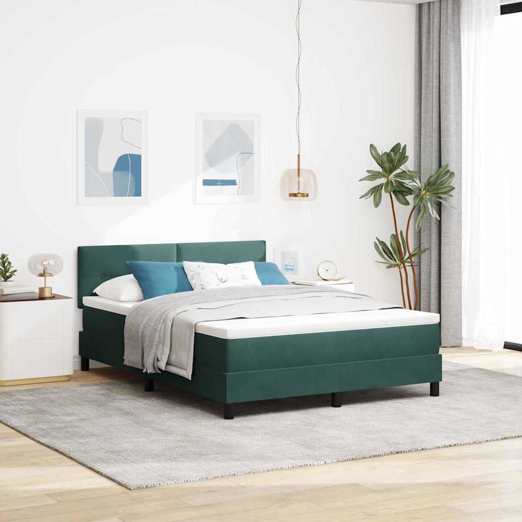 vidaXL Postel s boxspringem s matrací Tmavě zelená 160 x 200 cm samet
