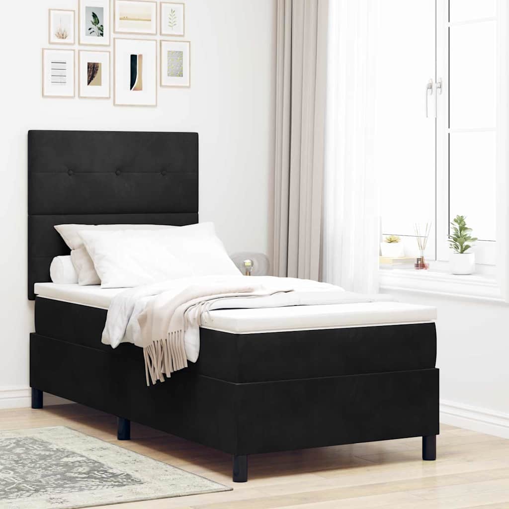 vidaXL Postel s boxspringem s matrací s čelo Černý 100 x 200 cm samet