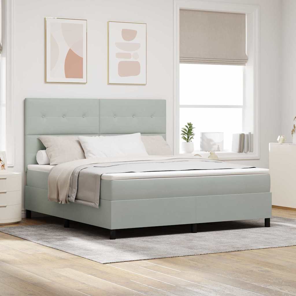 vidaXL Postel s boxspringem s matrací Světle šedá 180 x 200 cm samet