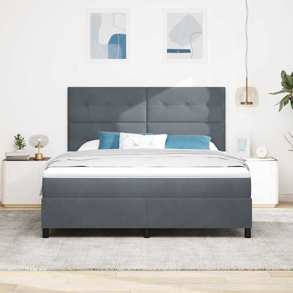 Levně vidaXL Postel s boxspringem s matrací Tmavě šedá 180 x 200 cm samet