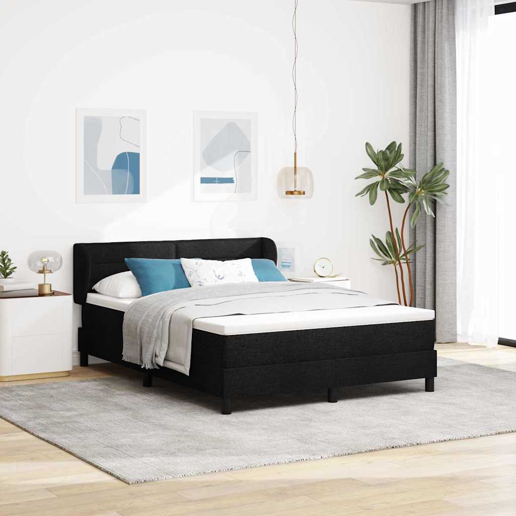 vidaXL Postel s boxspringem s matrací s čelo Černá 140 x 190 cm textil