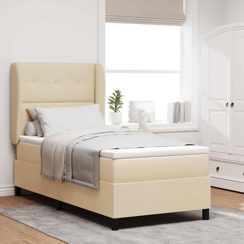 vidaXL Postel s boxspringem s matrací Krémová 90 x 200 cm textil