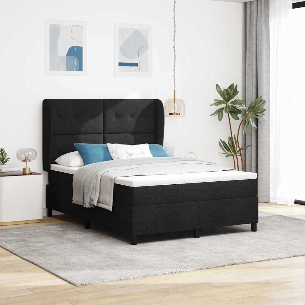 vidaXL Postel s boxspringem s matrací s čelo Černá 160 x 200 cm textil