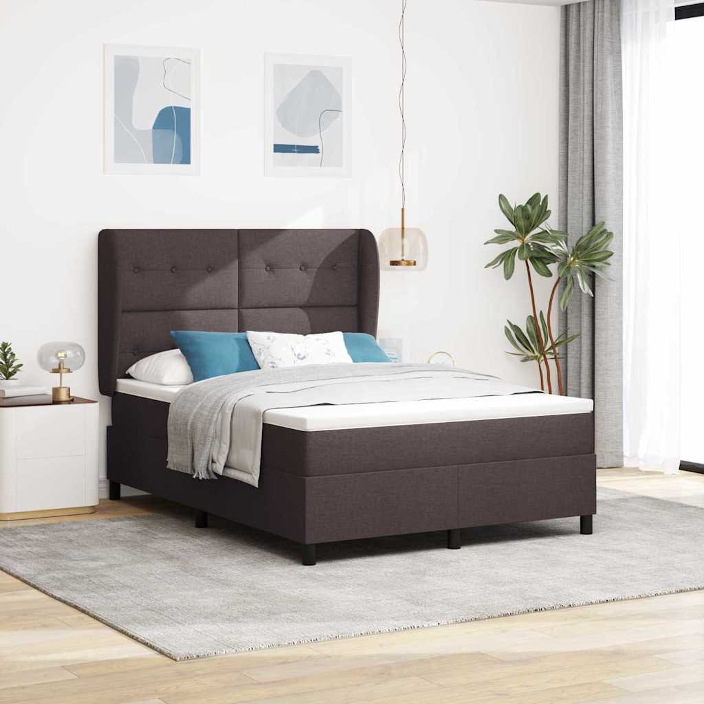 vidaXL Postel s boxspringem s matrací Tmavě hnědá 160 x 200 cm textil
