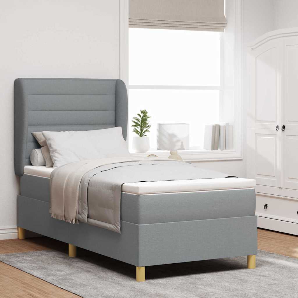 Levně vidaXL Postel s boxspringem s matrací Světle šedá 200 x 100 cm textil
