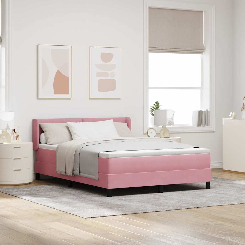 vidaXL Postel s boxspringem s čelo Růžová 200 x 140 cm samet