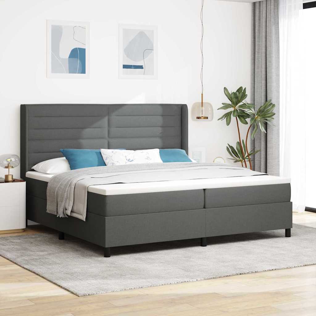 Levně vidaXL Postel s boxspringem s matrací Tmavě šedá 200 x 200 cm textil