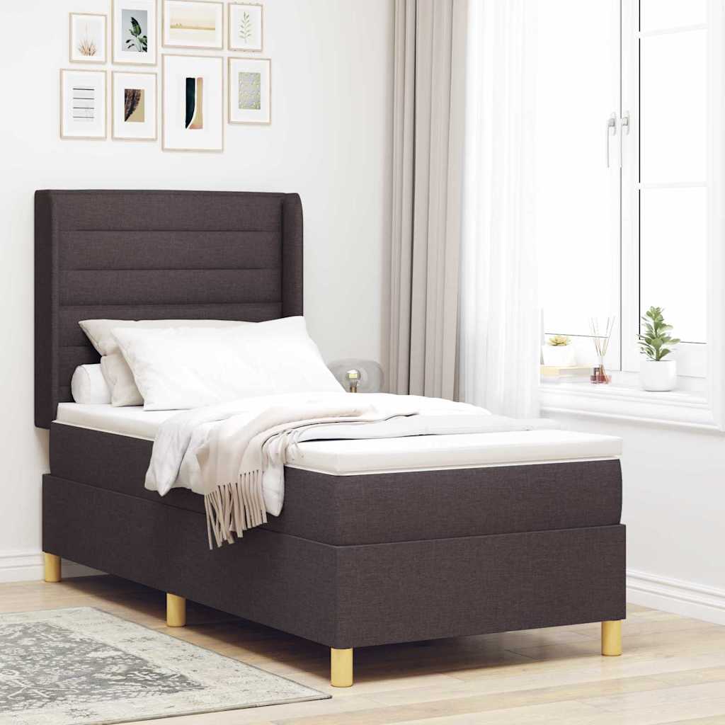 vidaXL Postel s boxspringem s LED pásky Hnědá 90 x 200 cm textil