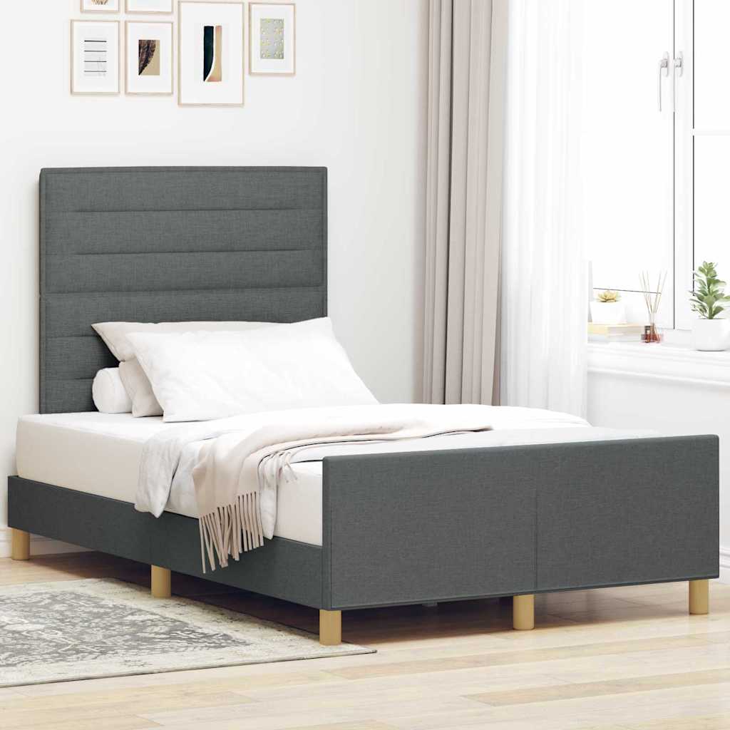 Levně vidaXL Rám postele s čelo Tmavě šedá 120 x 200 cm textil