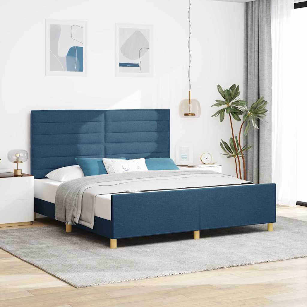 Levně vidaXL Rám postele s čelo Modrá 180 x 200 cm textil