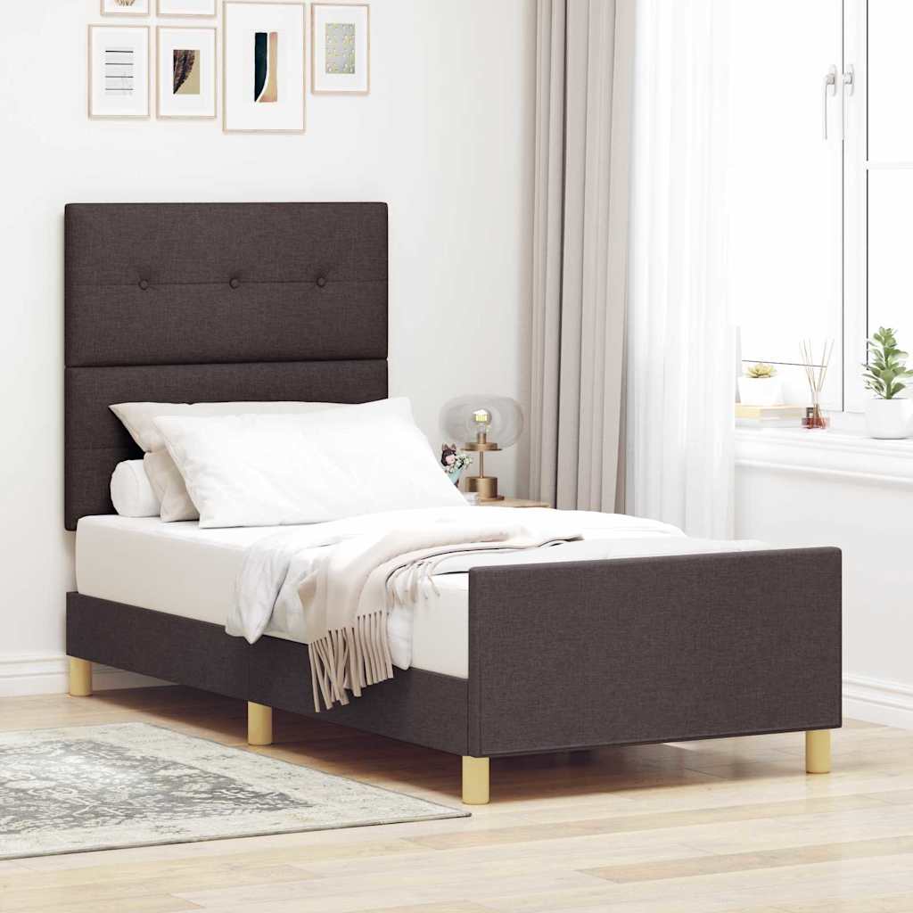 Levně vidaXL Rám postele s čelo Tmavě hnědá 80 x 200 cm textil