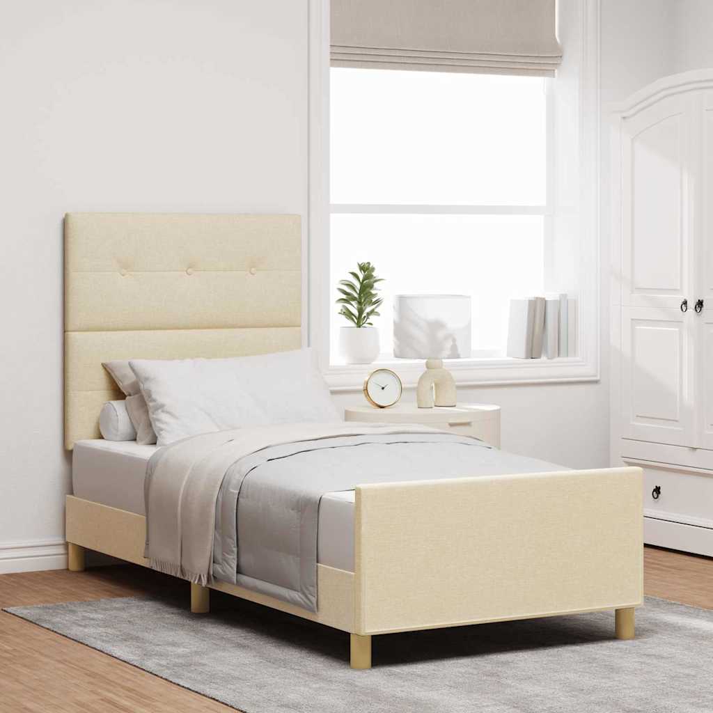Levně vidaXL Rám postele s čelo Krémová 90 x 200 cm textil
