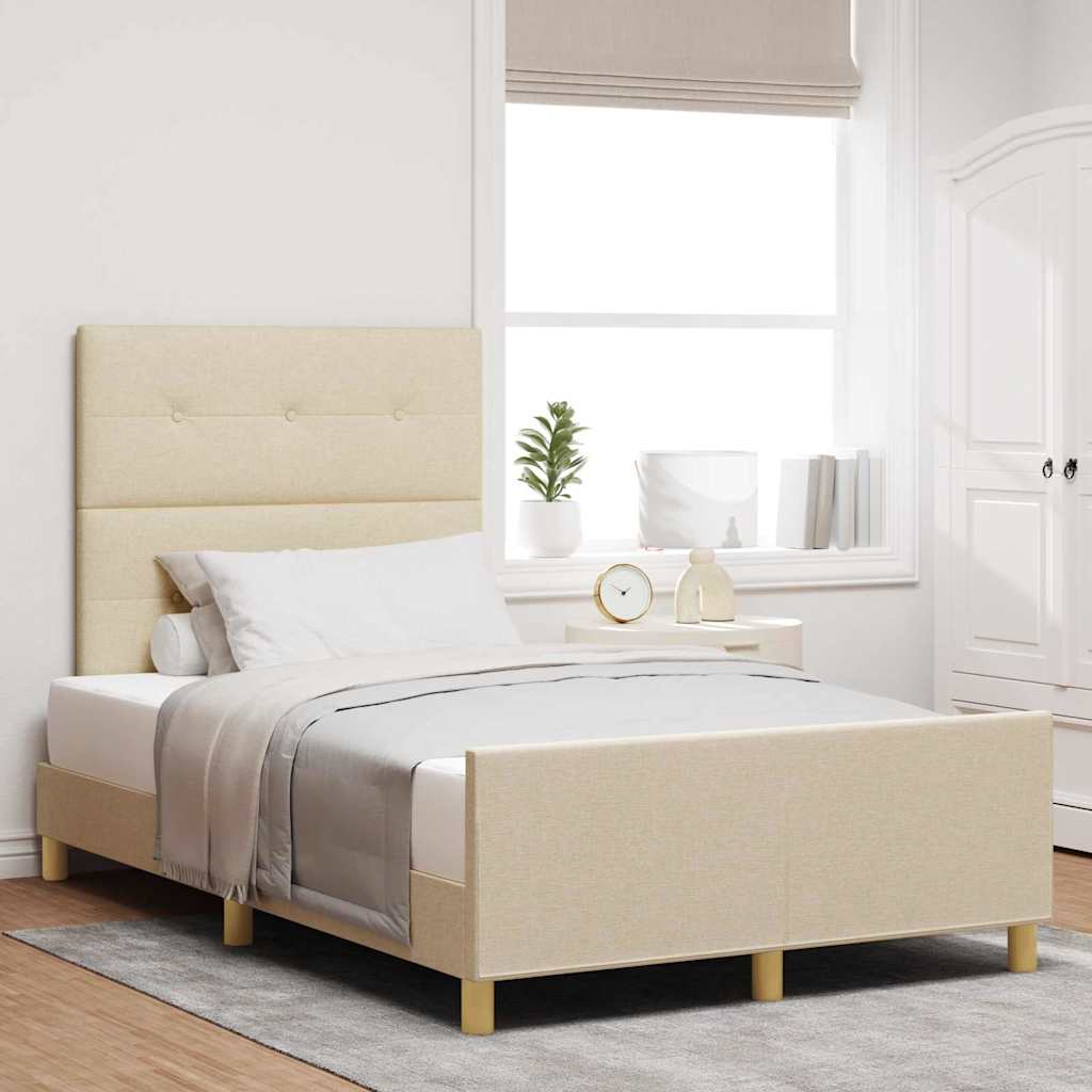 Levně vidaXL Rám postele s čelo Krémová 120 x 190 cm textil