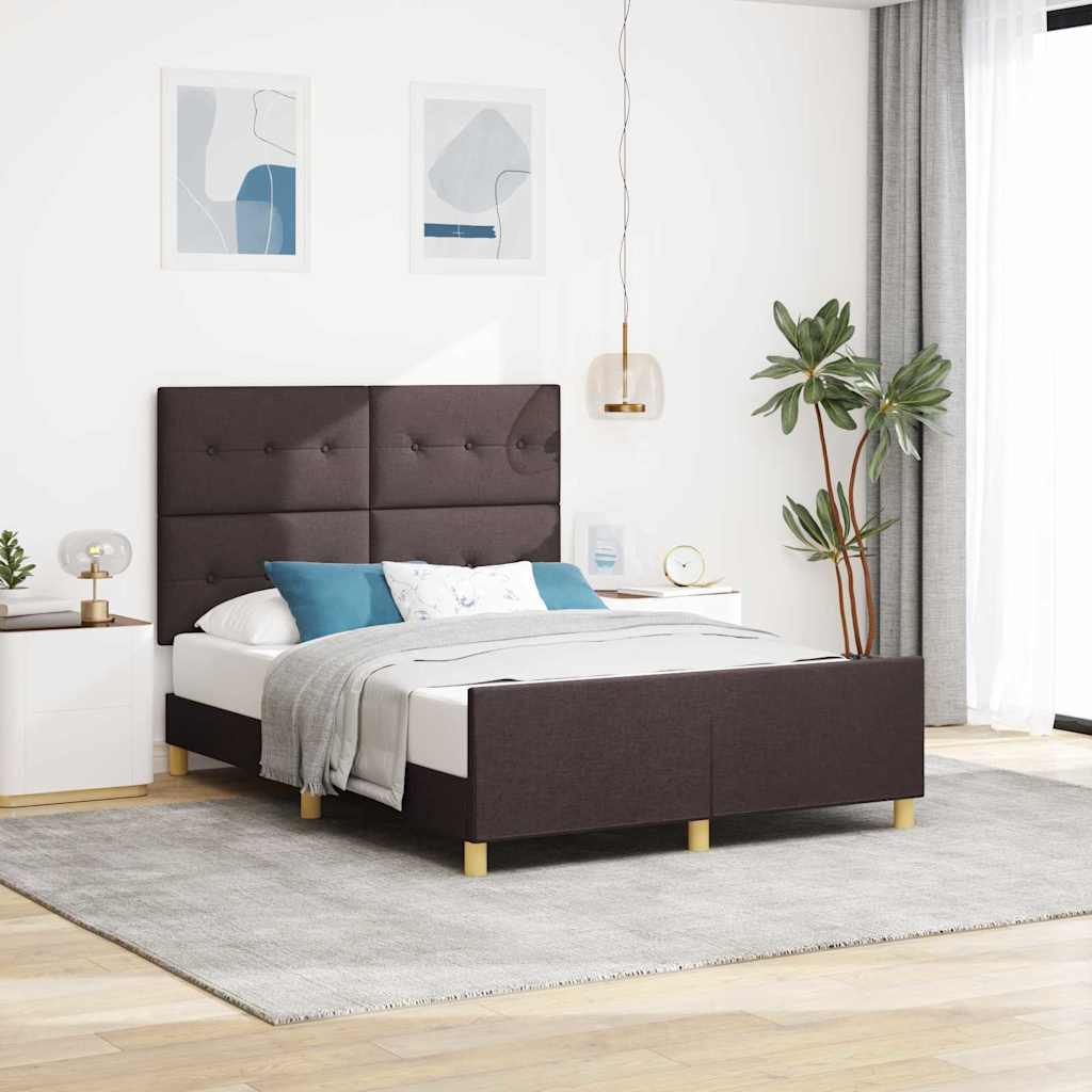 Levně vidaXL Rám postele s čelo Tmavě hnědá 140 x 200 cm textil