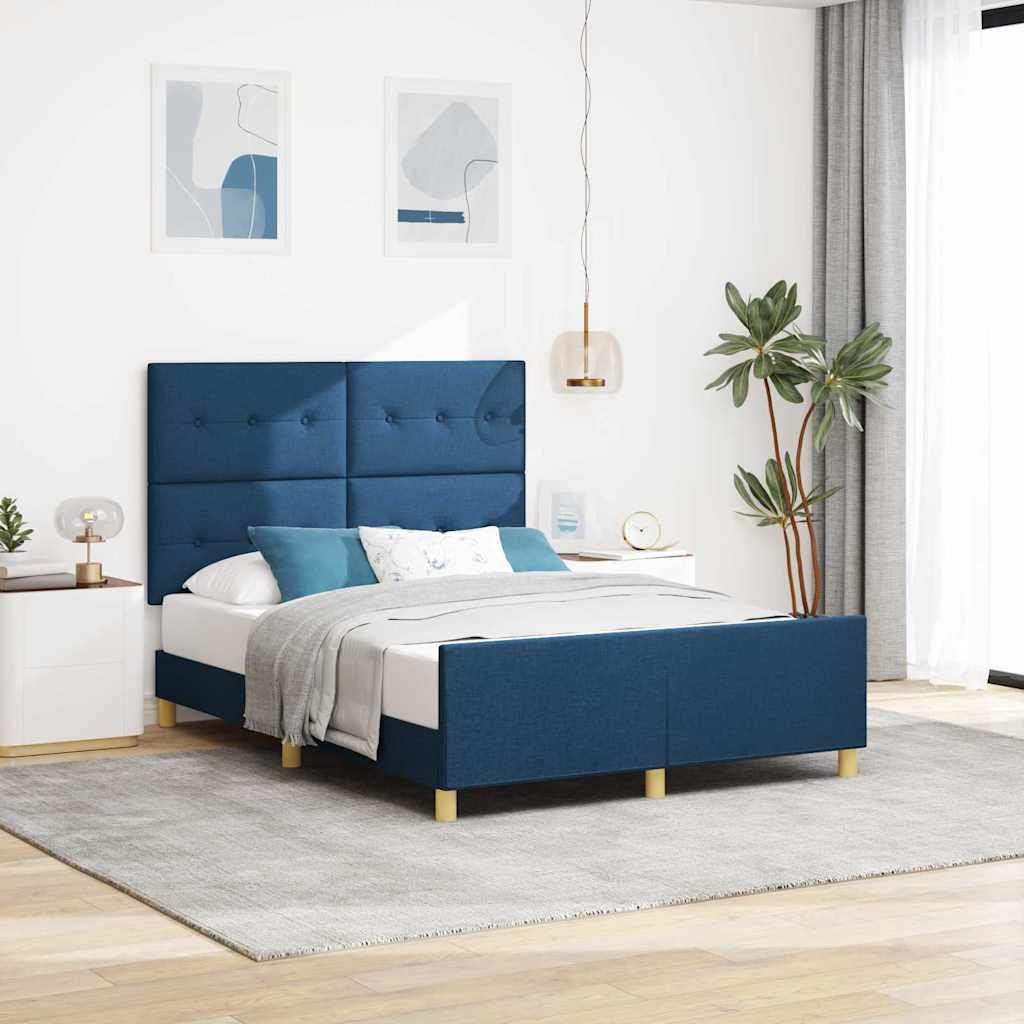 Levně vidaXL Rám postele s čelo Modrá 160 x 200 cm textil