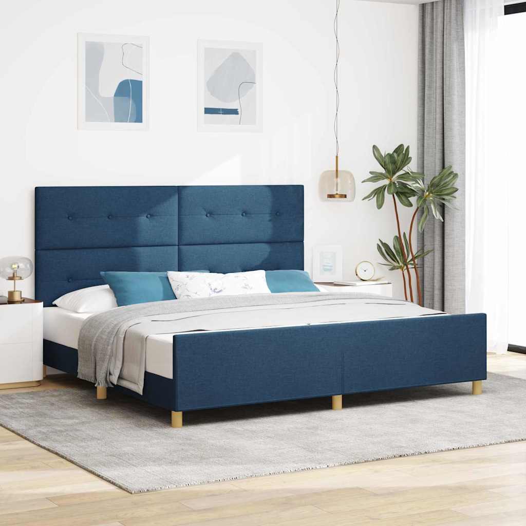 Levně vidaXL Rám postele s čelo Modrá 200 x 200 cm textil