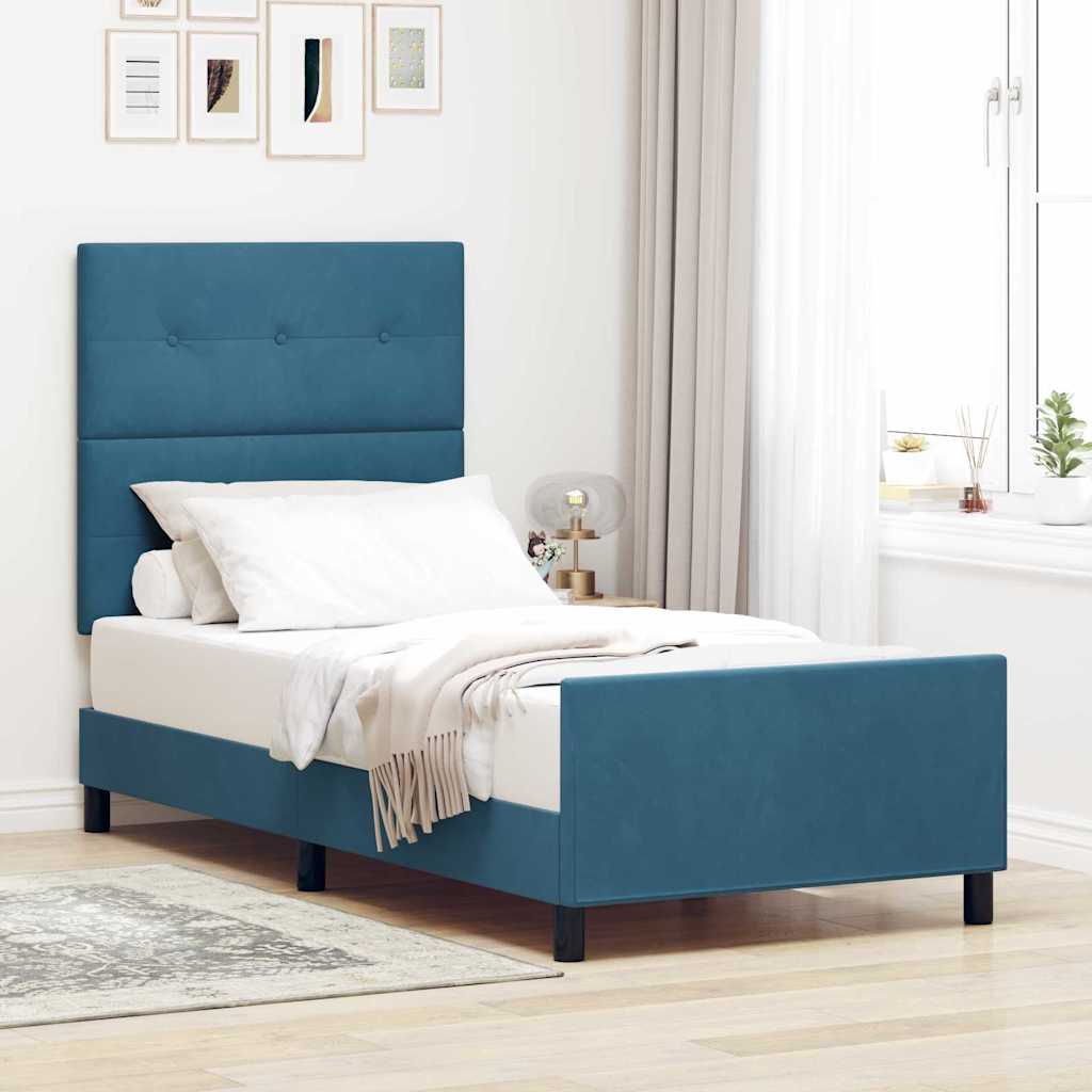 Levně vidaXL Postel s boxspringem s čelo Tmavě modrá 80 x 200 cm samet