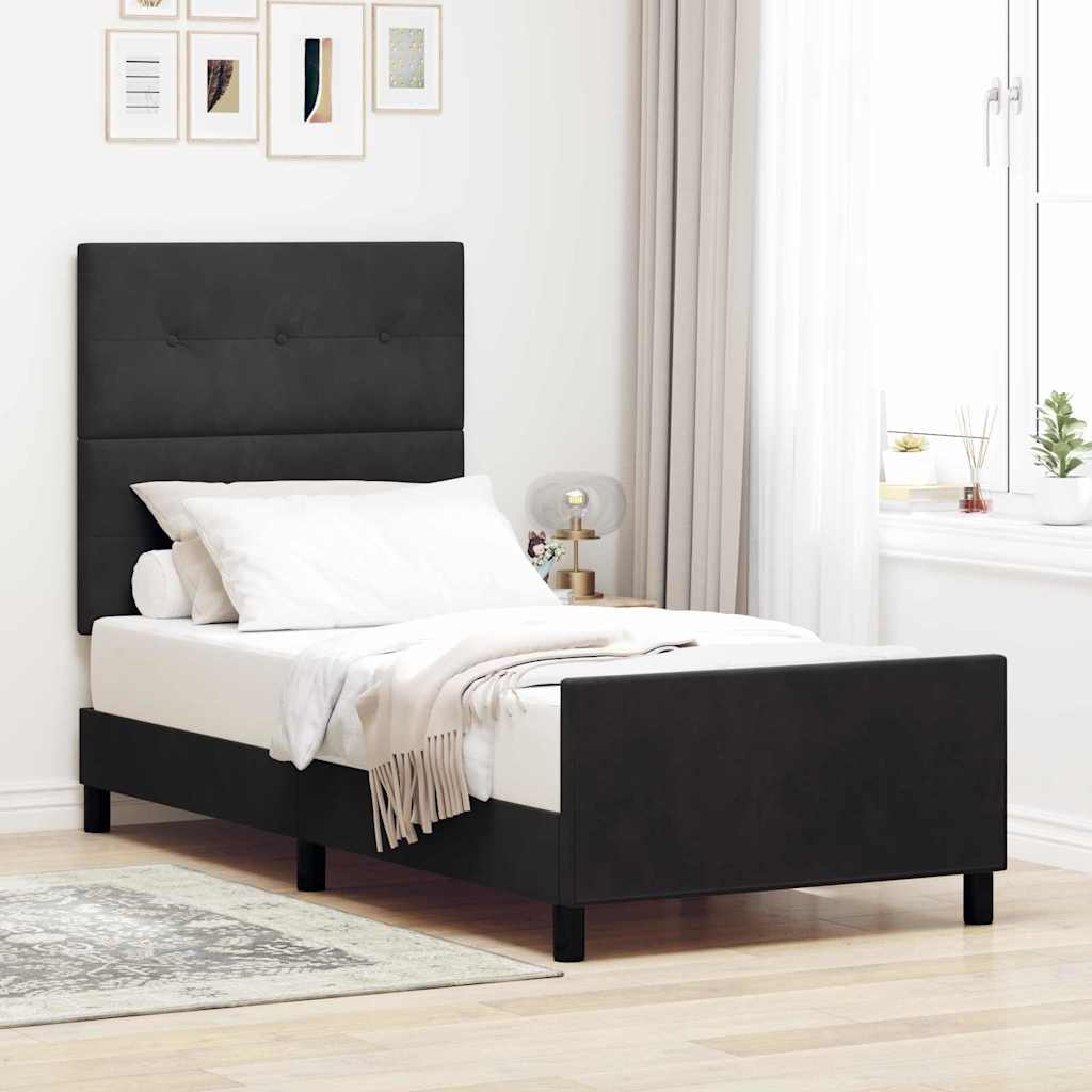 vidaXL Postel s boxspringem s čelo Černá 100 x 200 cm samet