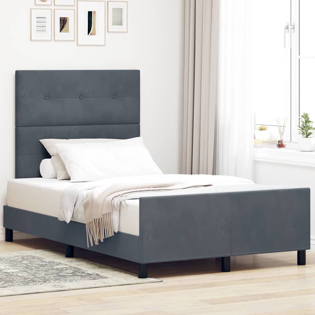 vidaXL Postel s boxspringem s čelo Tmavě šedá 120 x 200 cm samet