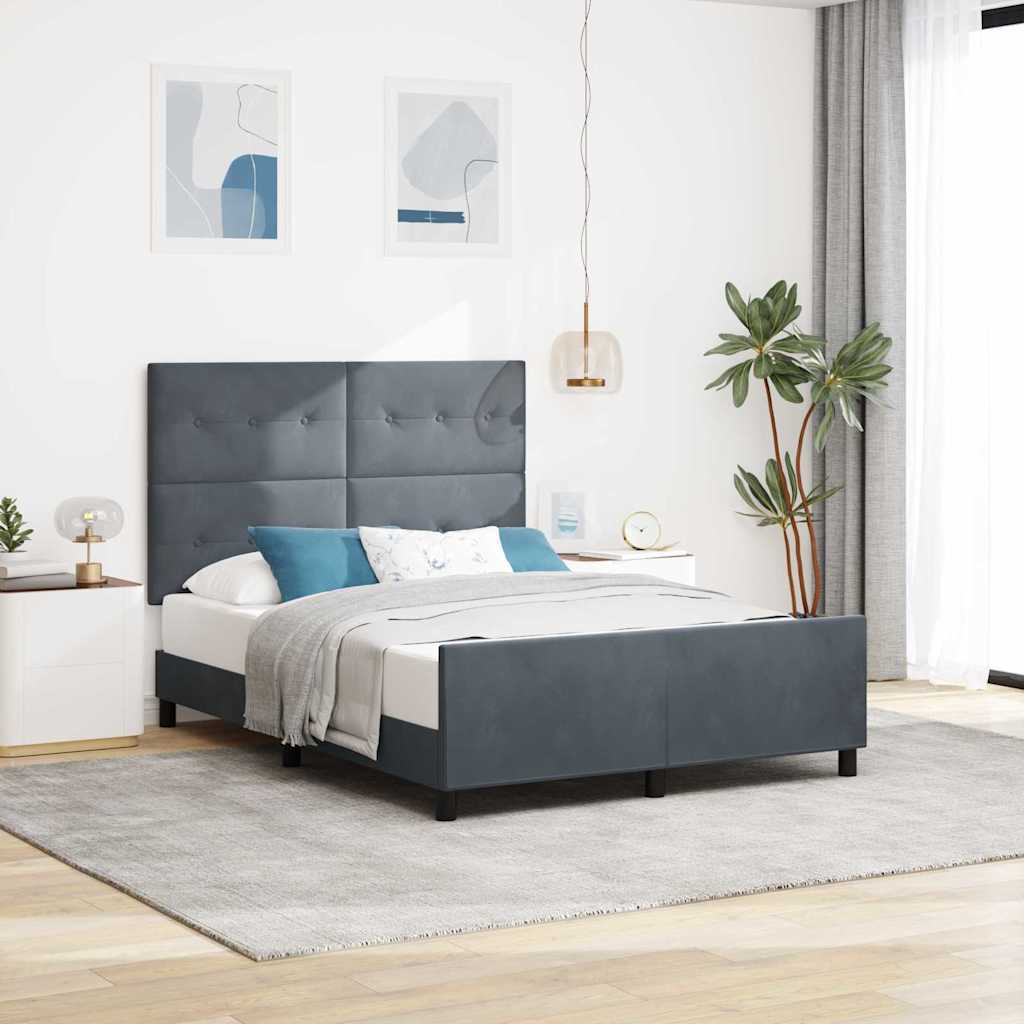 vidaXL Postel s boxspringem s čelo Tmavě šedá 140 x 190 cm samet
