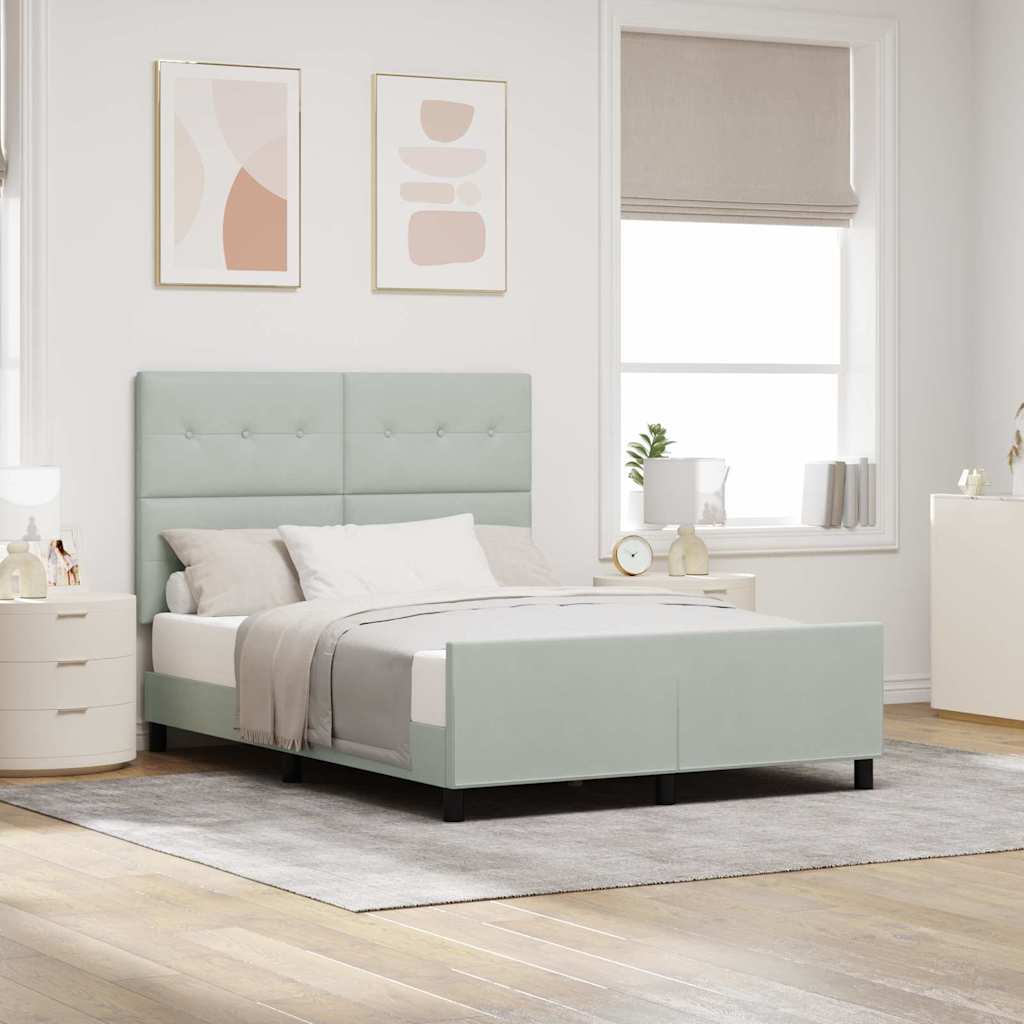 Levně vidaXL Postel s boxspringem s čelo Světle šedá 160 x 200 cm samet
