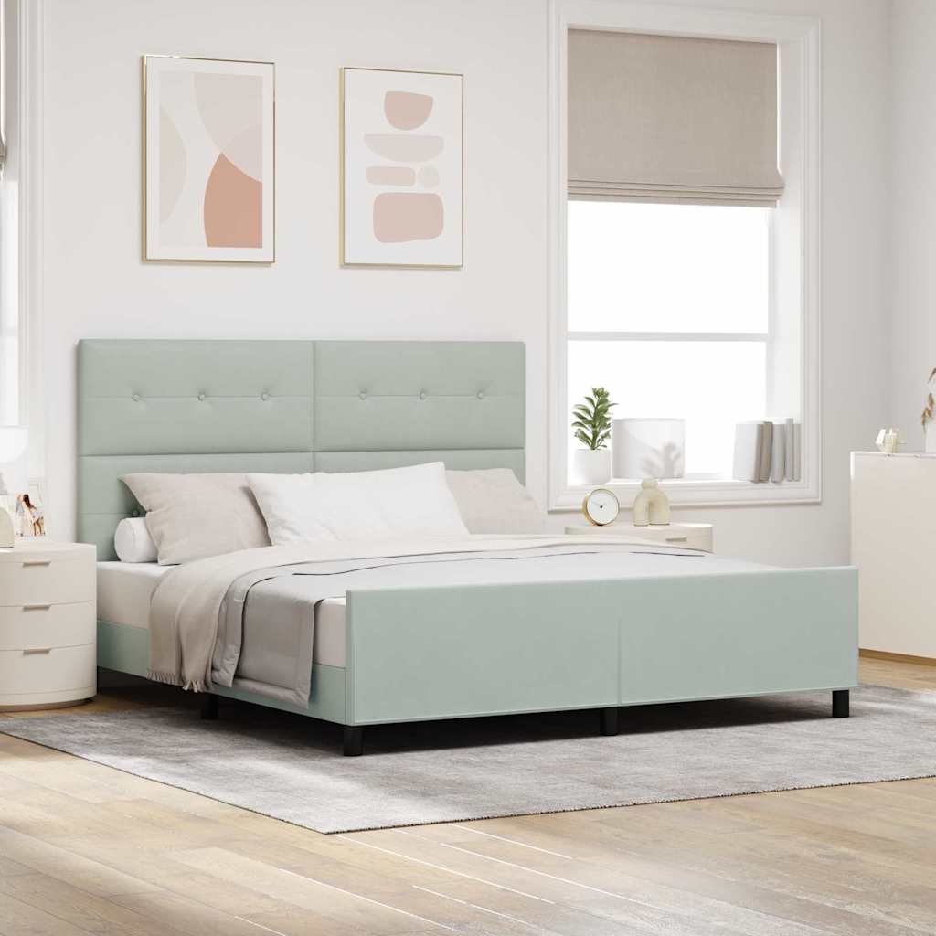 Levně vidaXL Postel s boxspringem s čelo Světle šedá 180 x 200 cm samet