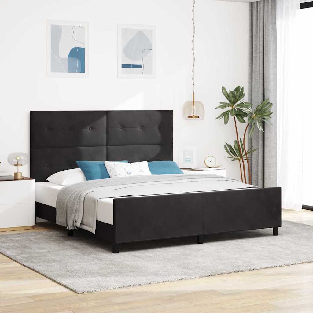 vidaXL Postel s boxspringem s čelo Černá 180 x 200 cm samet