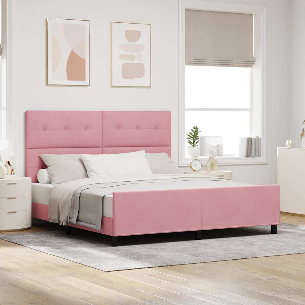 vidaXL Postel s boxspringem s čelo Růžová 180 x 200 cm samet