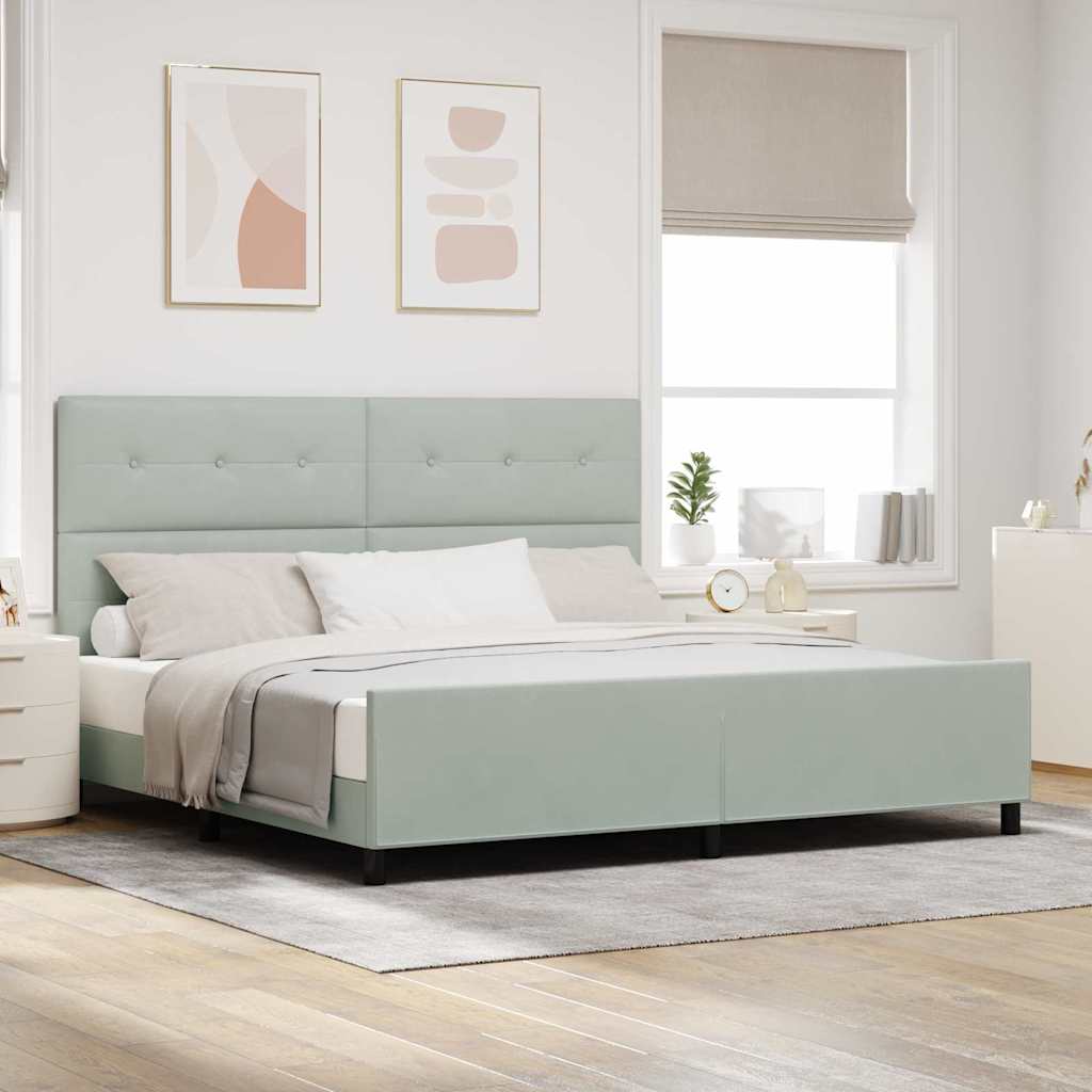 Levně vidaXL Postel s boxspringem s čelo Světle šedá 200 x 200 cm samet
