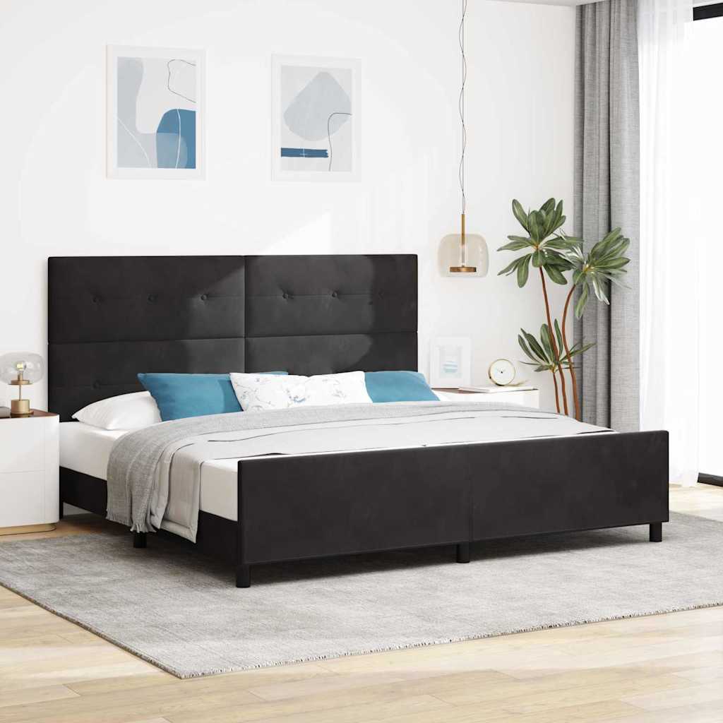 vidaXL Postel s boxspringem s čelo Černá 200 x 200 cm samet