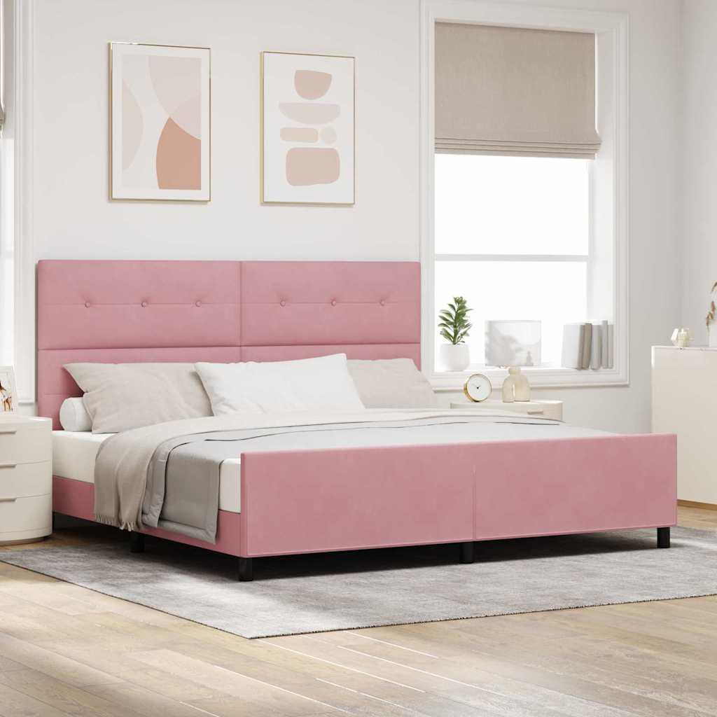 vidaXL Postel s boxspringem s čelo Růžová 200 x 200 cm samet