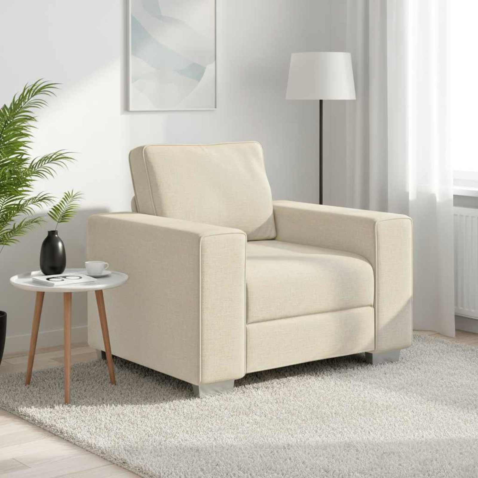 Levně vidaXL Křeslo Béžová 100 cm Lněná směs
