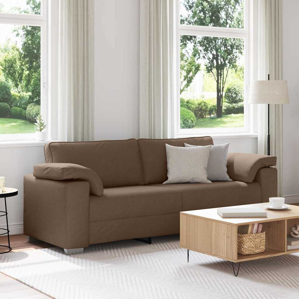 Levně vidaXL 3-místné sofa Hnědá 220 cm textil