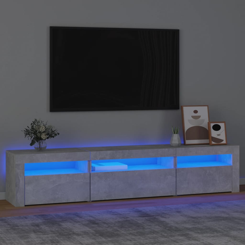 Levně vidaXL TV skříňka s LED osvětlením betonově šedá 195x35x40 cm
