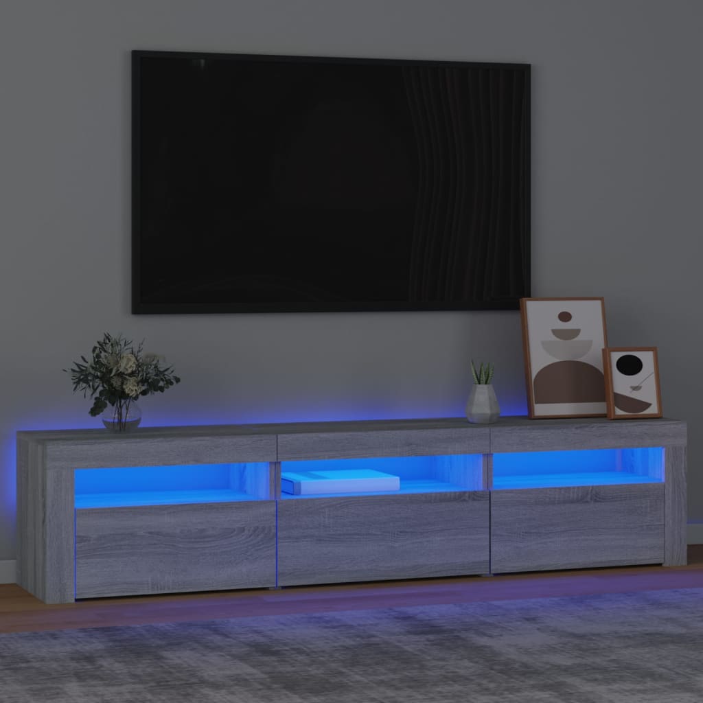 Levně vidaXL TV skříňka s LED osvětlením šedá sonoma 180x35x40 cm
