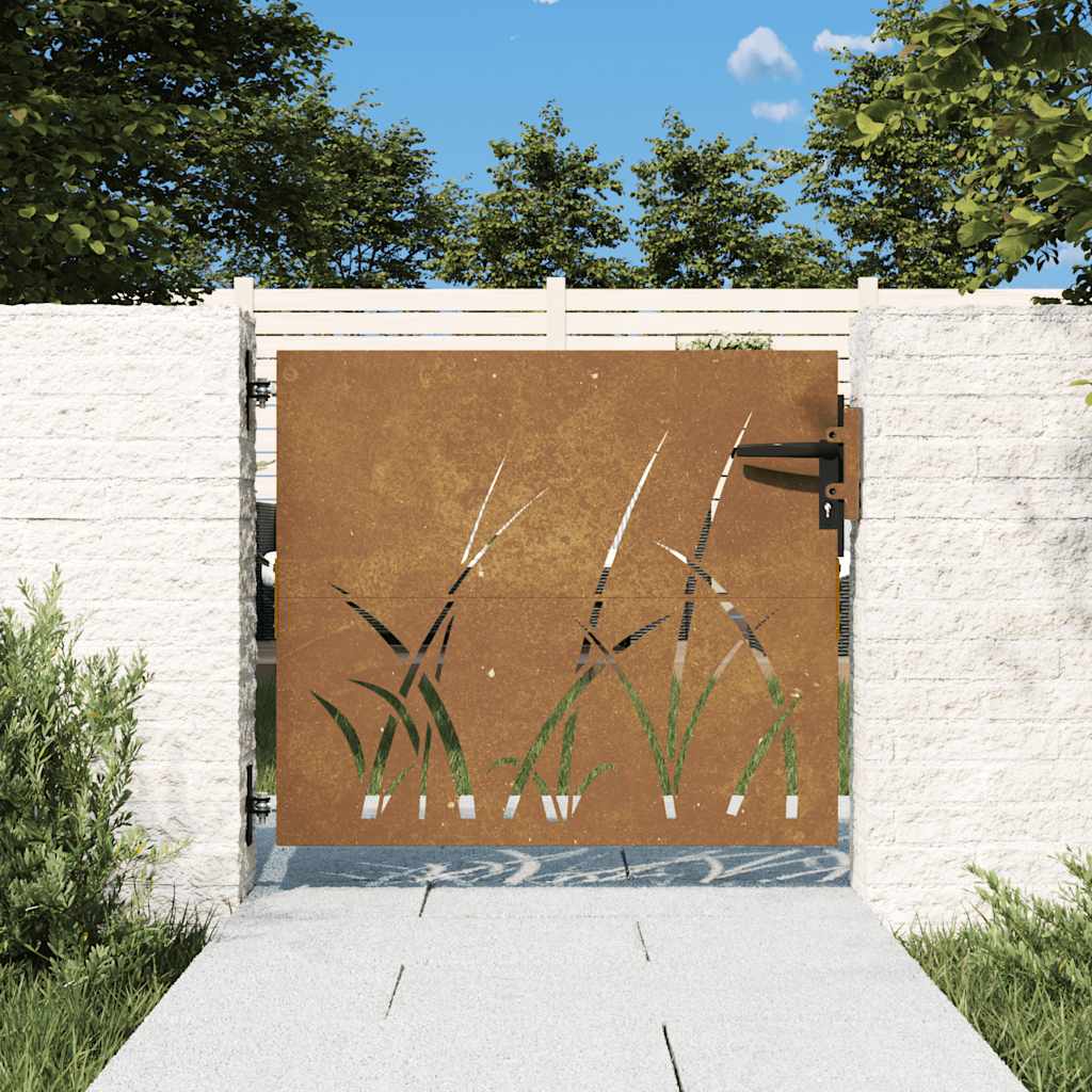 Levně vidaXL Zahradní branka 85 x 75 cm z cortenové oceli, design s trávou