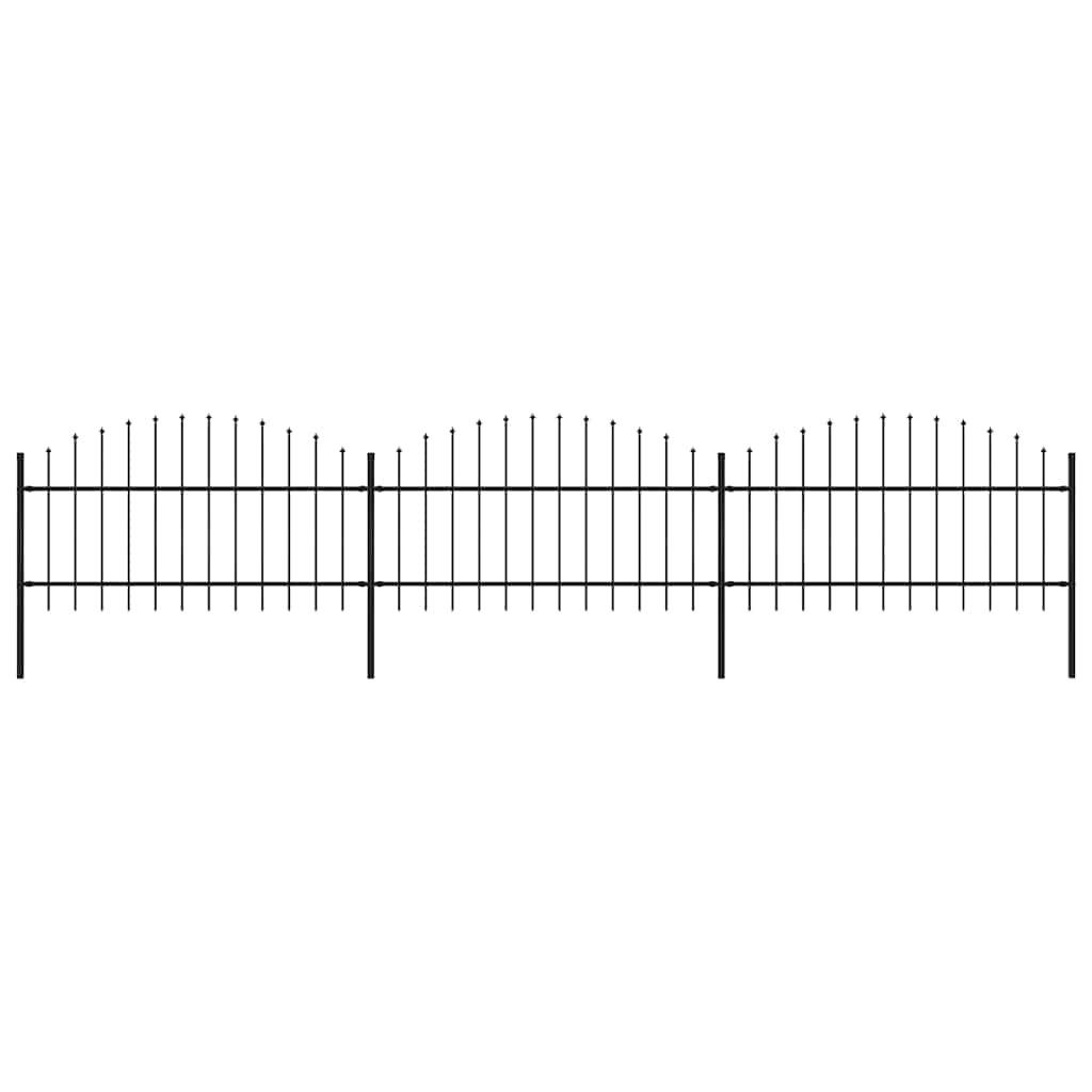 Levně vidaXL Zahradní plot s kopím nahoře ocelový 537 x 125 cm černý