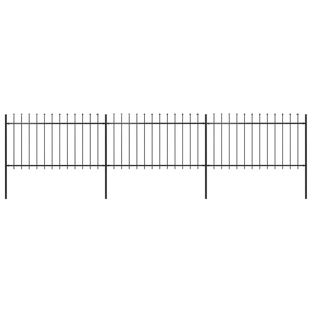 Levně vidaXL Zahradní plot s kopím nahoře ocelový 537 x 100 cm černý