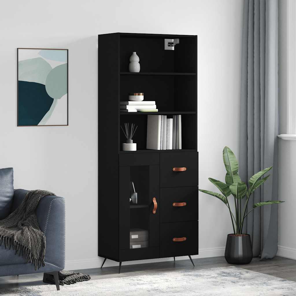 Levně vidaXL Skříň highboard černá 69,5 x 34 x 180 cm kompozitní dřevo