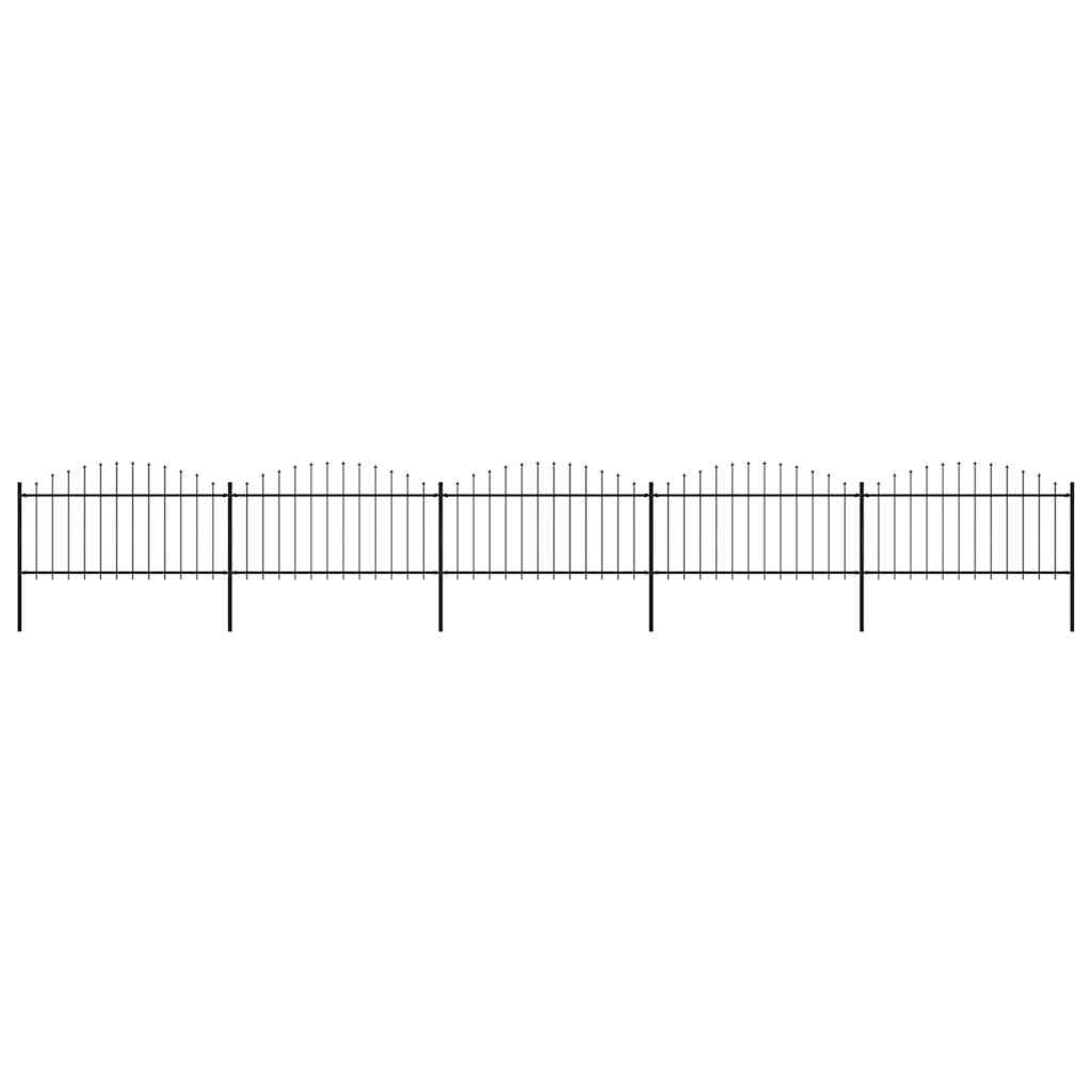 Levně vidaXL Zahradní plot s kopím nahoře ocelový 892,5 x 150 cm černý