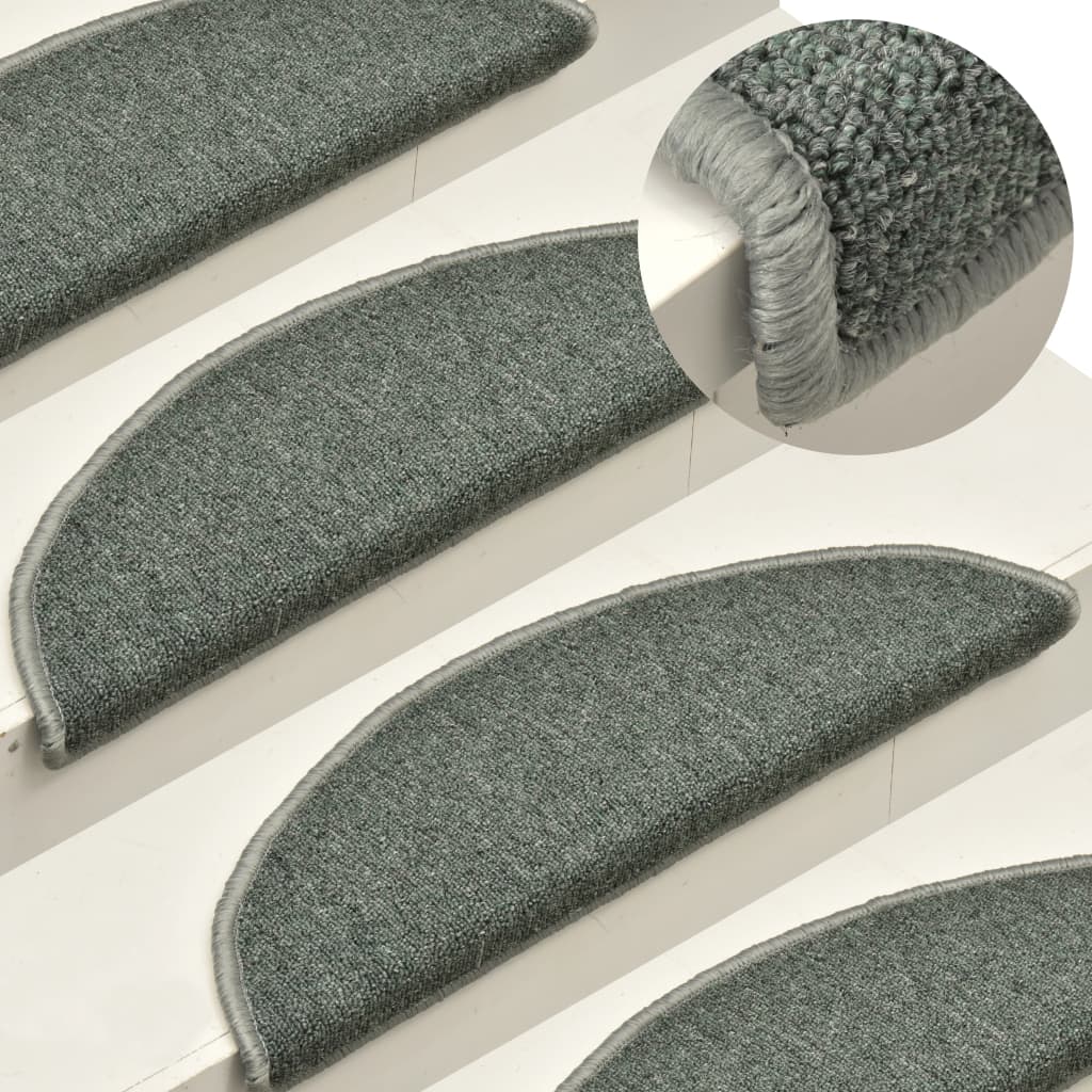 Levně vidaXL Schodové rohože 15 ks 56 x 17 x 3 cm tmavě zelené půlkulaté