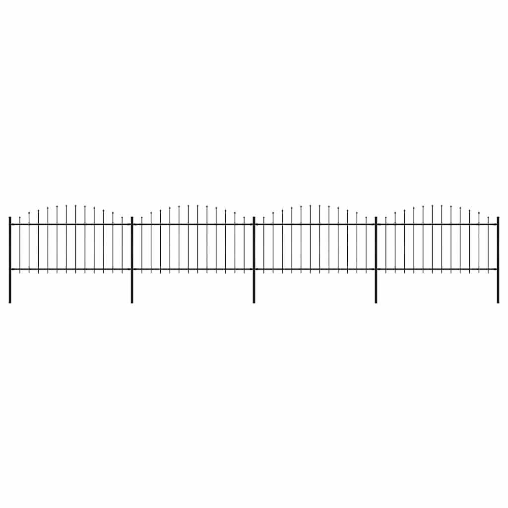 Levně vidaXL Zahradní plot s kopím nahoře ocelový 714,5 x 150 cm černý