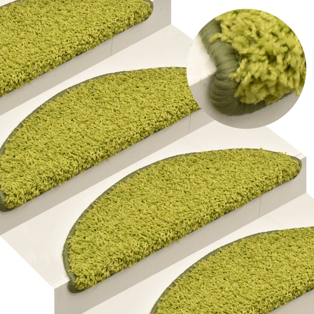 Levně vidaXL Schodové rohože 15 ks 65 x 21 x 4 cm zelené, půlkulaté, velké