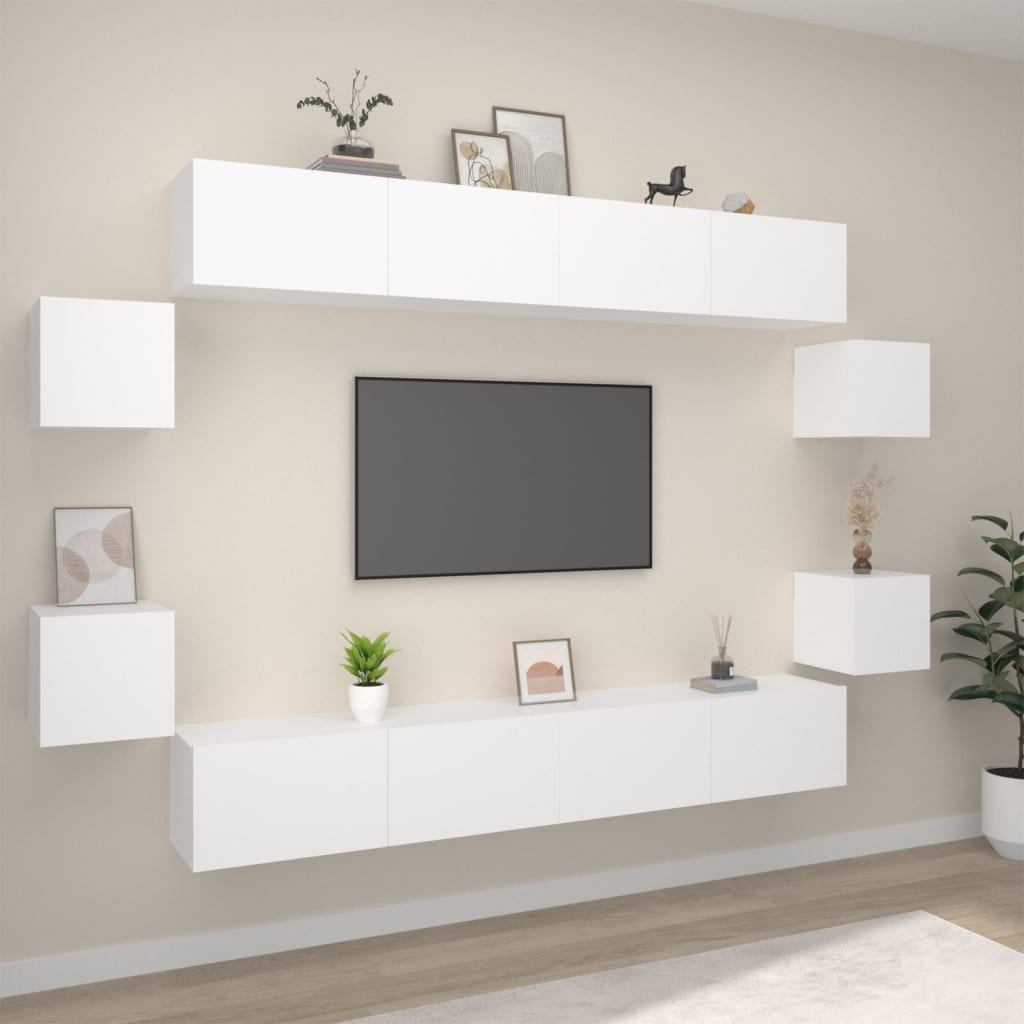 Levně vidaXL 8dílný set TV skříněk bílý kompozitní dřevo