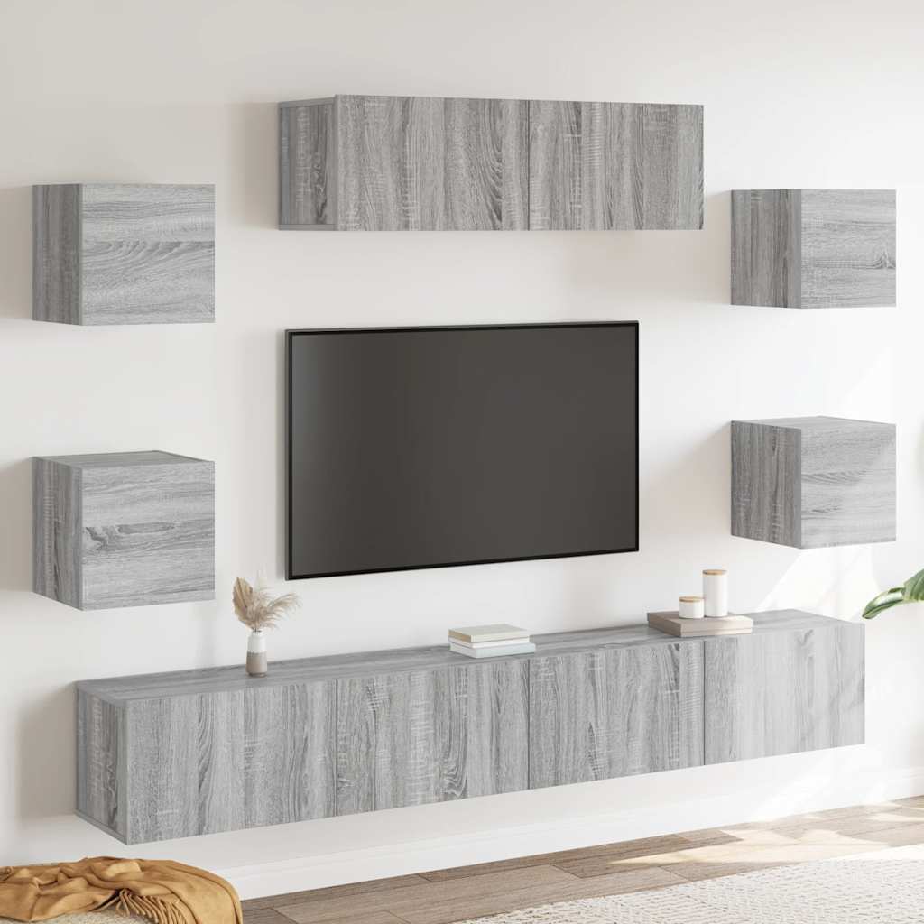 Levně vidaXL 7dílný set TV skříněk šedý sonoma kompozitní dřevo