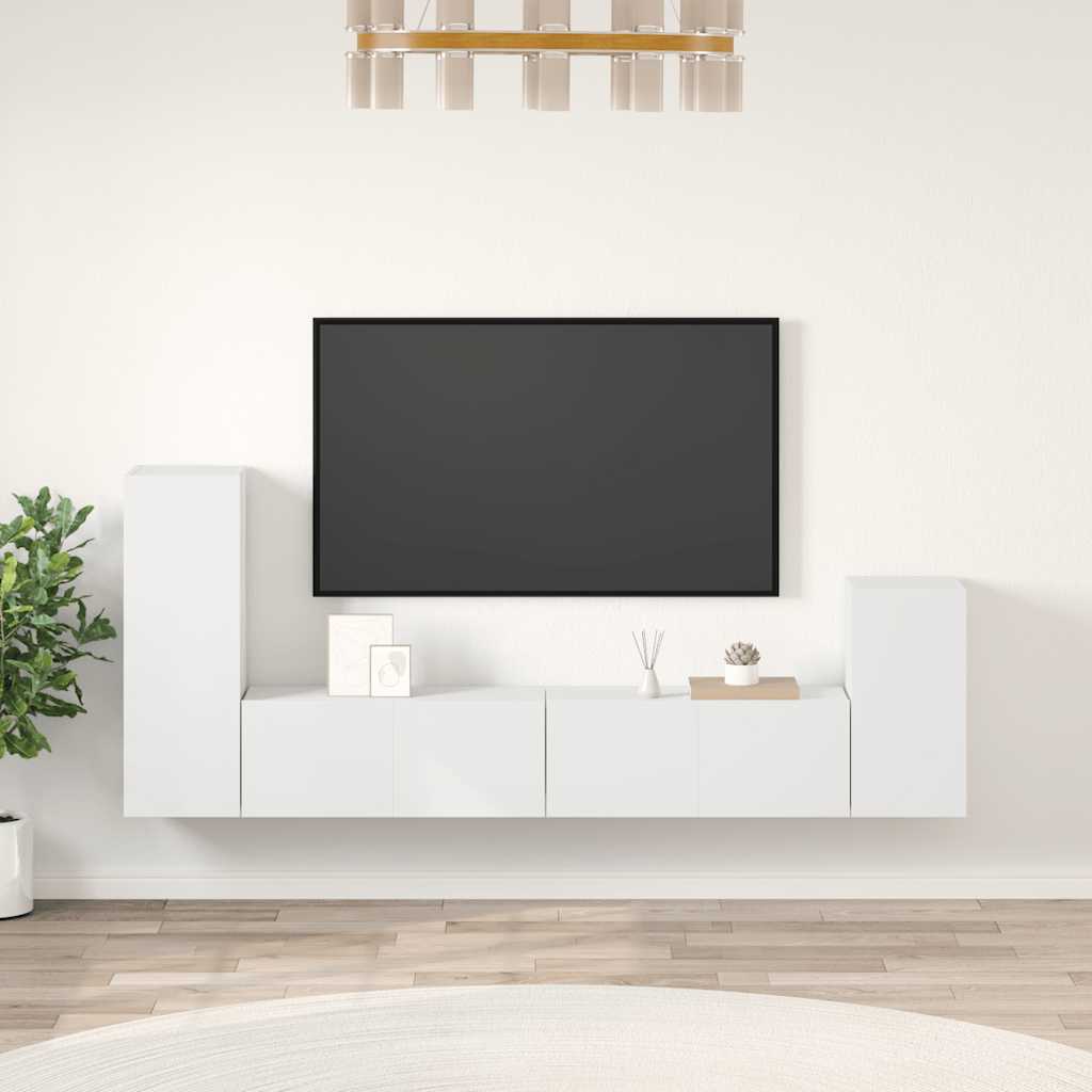 Levně vidaXL 4dílný set TV skříněk bílý kompozitní dřevo