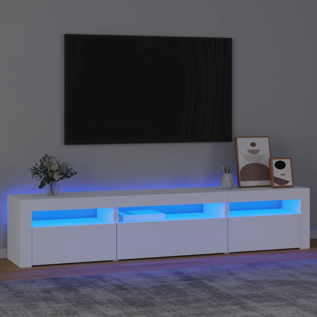 Levně vidaXL TV skříňka s LED osvětlením bílá 195 x 35 x 40 cm