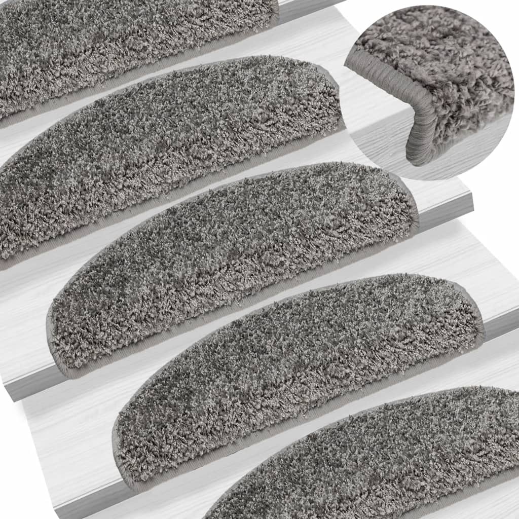 Levně vidaXL Schodové rohože 15 ks 65 x 21 x 4 cm šedé, půlkulaté, velké
