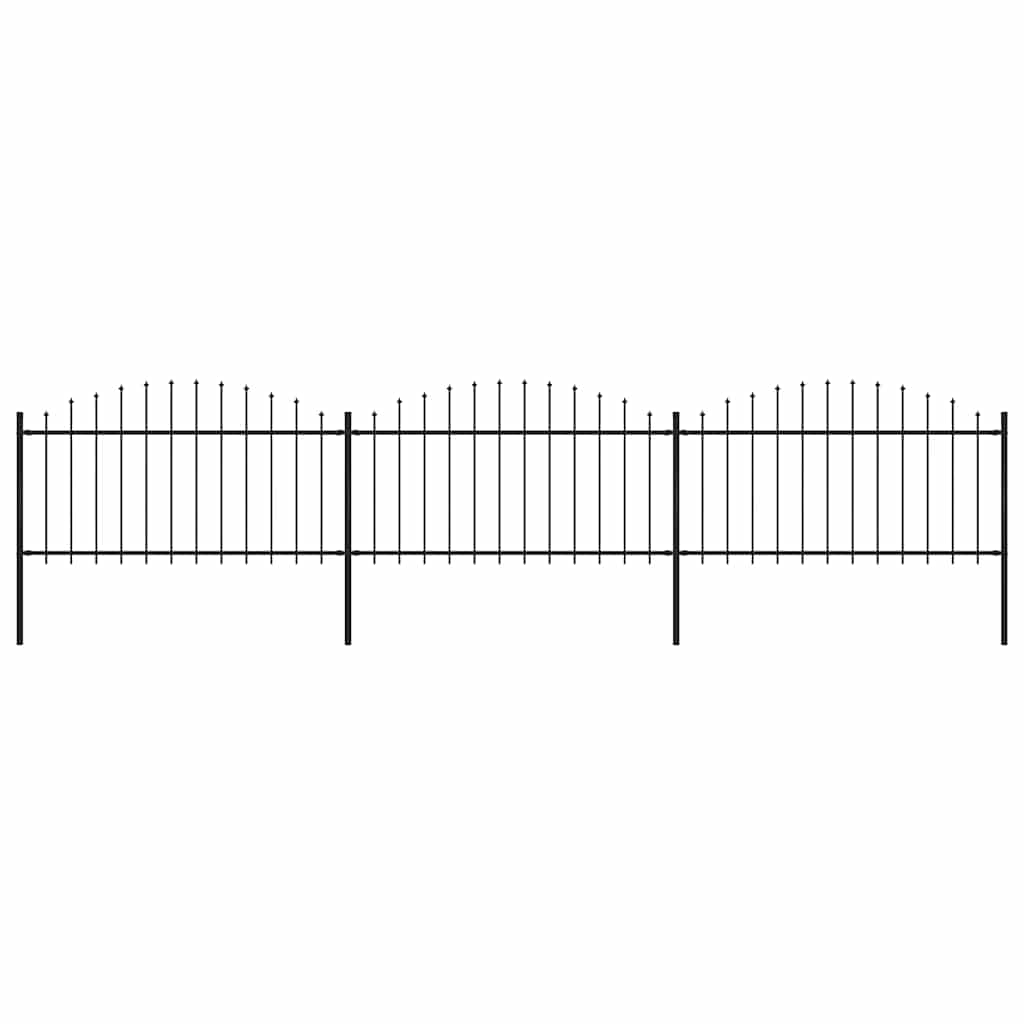 Levně vidaXL Zahradní plot s kopím nahoře ocelový 537 x 150 cm černý